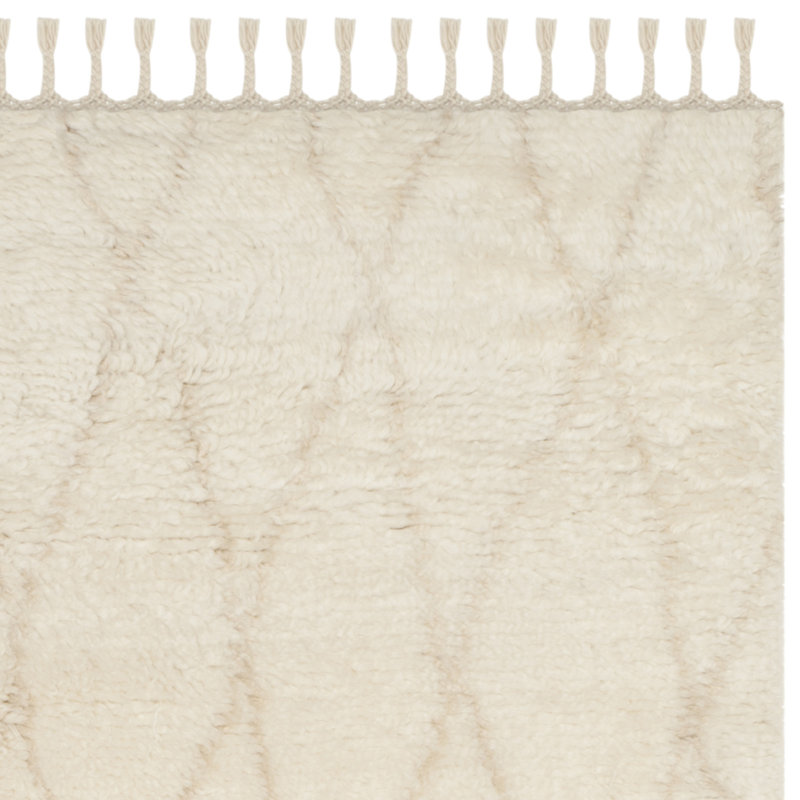 Tapis beige / ivoire en laine et coton touffeté à la main Powell Nz, Tapis de couloir 2 pi 3 po x 8 pi