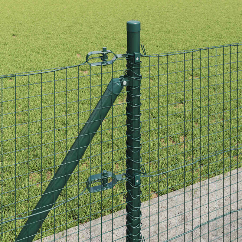 Vidaxl Fence With Posts Steel, 60cm H x 5000cm W x 3.2cm D, Green