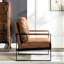 Fauteuil de salon de style Mid-Century moderne, microfibre tachetée de brun, structure en métal renforcé pour chaise de bureau à domicile, design, microfibre et carré-830858140