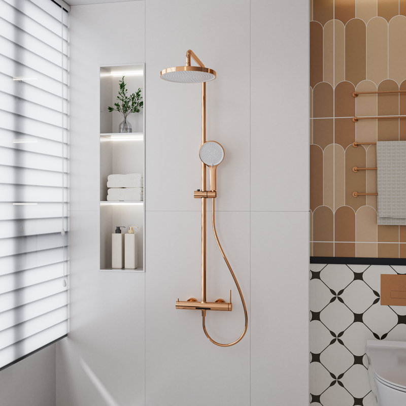 10 inch 3 Function Complete Shower System with Slide Bar 1.6GPM, Rose Gold
