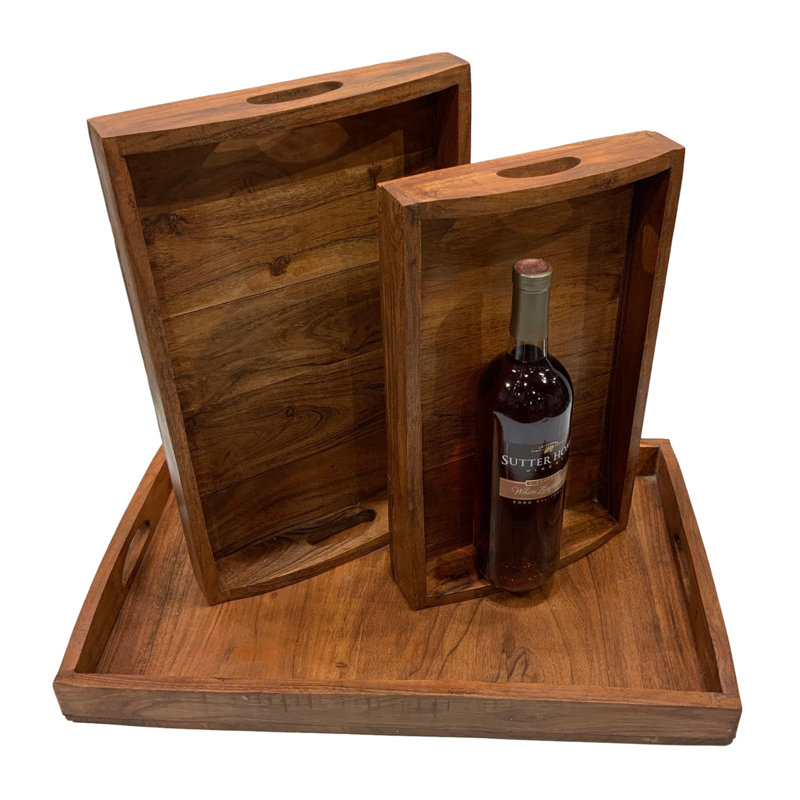 Chavone Solid Wood Tray - Set of 3