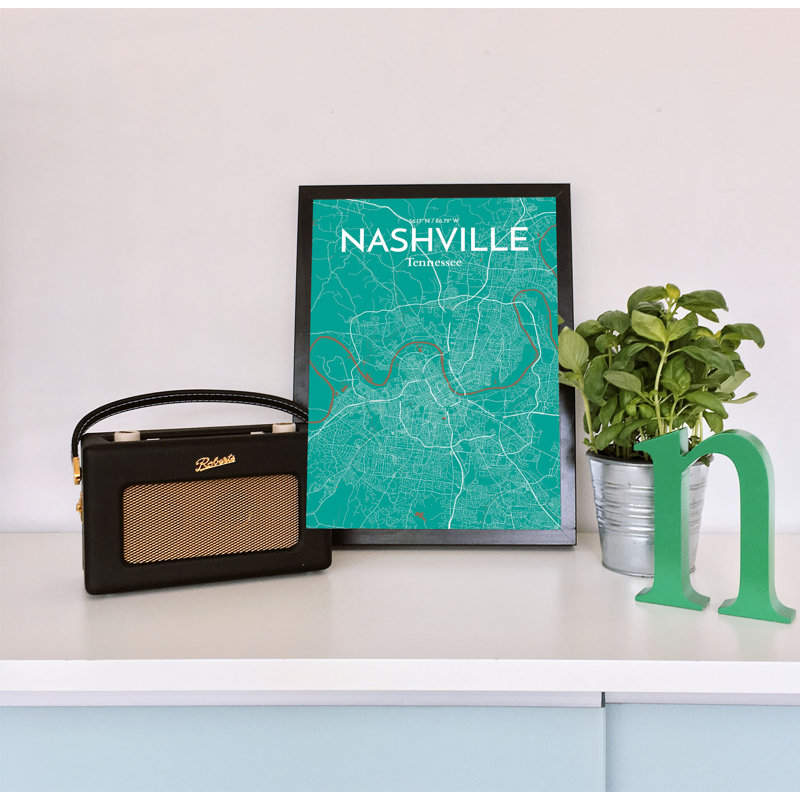 Nashville City Map 1 Piece Wall Art, 127.4 cm H x 61 cm W