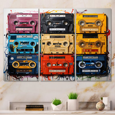 Cassette Tapes Nostalgic Grooves I sur toile, 3 pièces