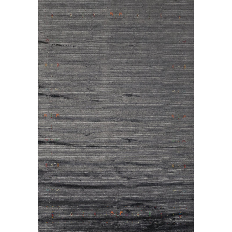Élégant tapis de style Gabbeh 8 x 10 de conception minimaliste avec des touches de couleur