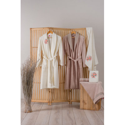 Almina Cotton Blend Above Knee Bathrobe with Pockets and Hood for Kids