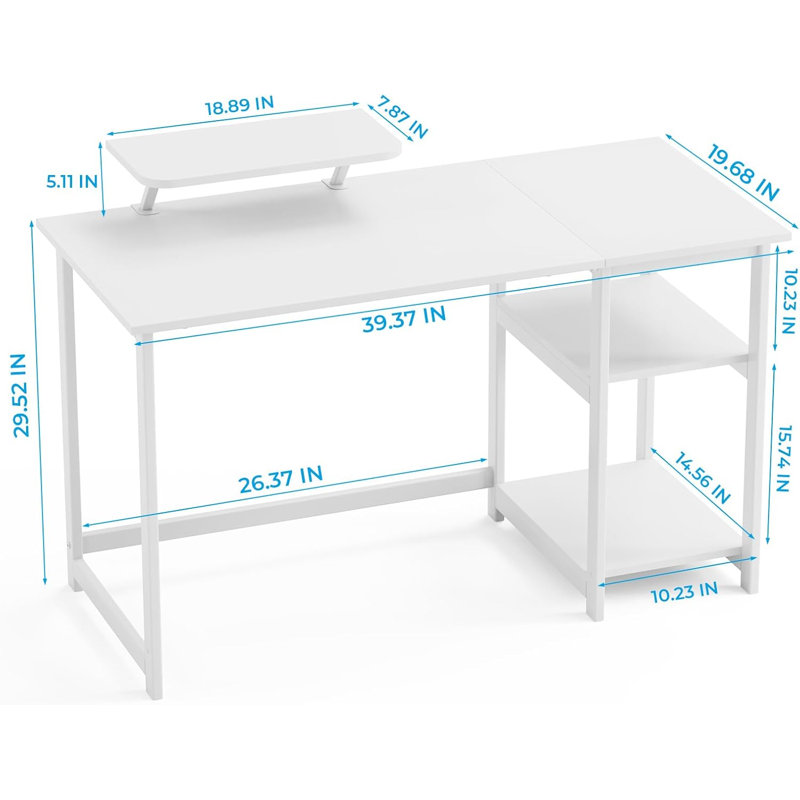 39-Inch Computer Desk, White