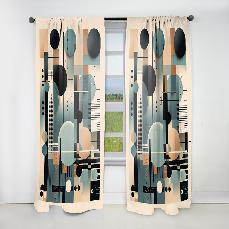 Gopi - bleu et noir Symmetry In Motion II - rideau en velours moderne - obscurcissant - 1 panneau, L 52 po x L 108 po