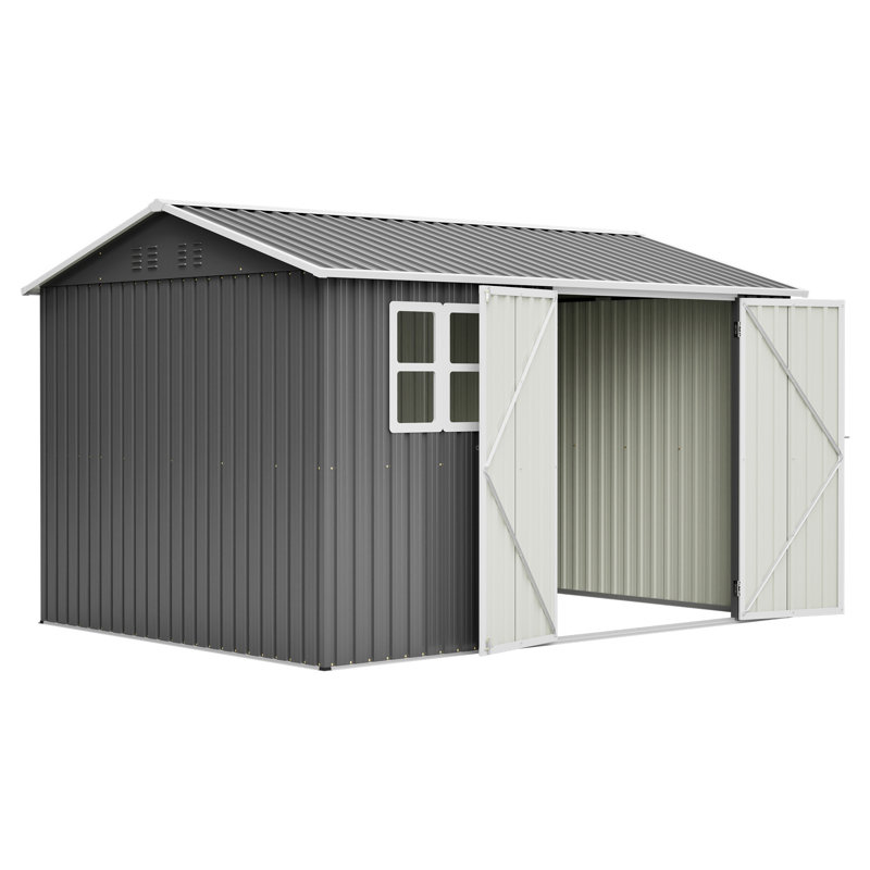 Abri de rangement surdimensionné en acier de 3 m x 2,4 m avec fenêtre
