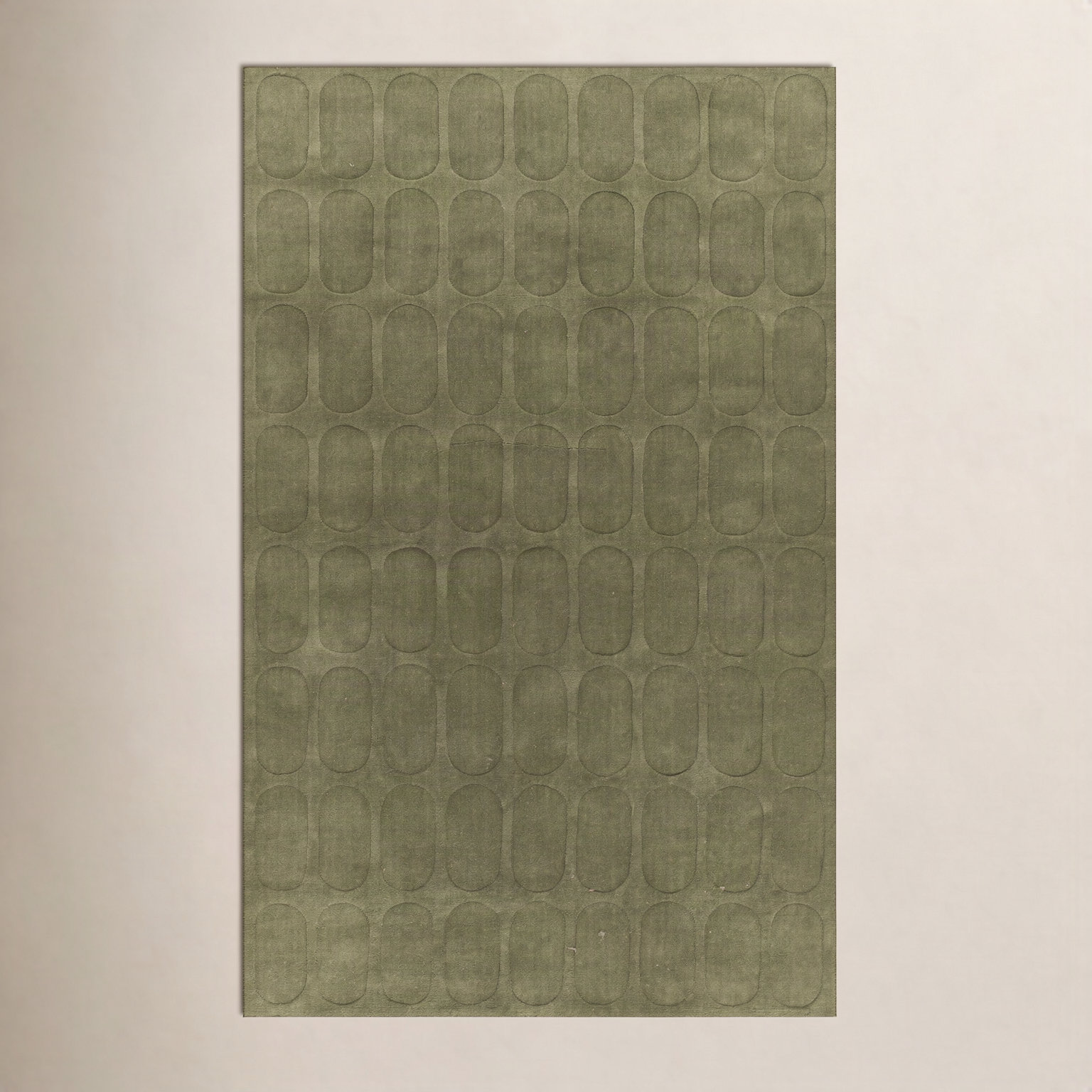 Aldery Green Hand-Loomed Geometric Wool Rug, 2' X 3'