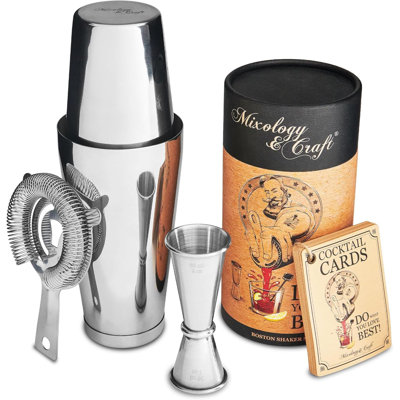 Ensemble de shaker portatif Zulay Kitchen Mixology Boston Shaker (argent)