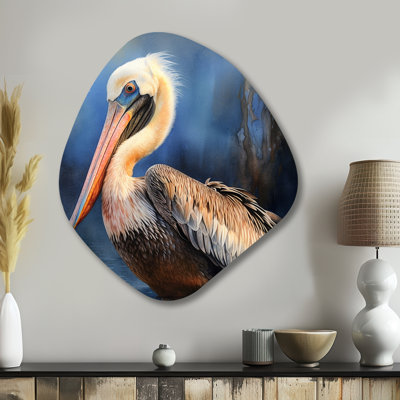 Majestic Pelican II - Unique Shape Pelican Metal Wall Decor, Freeform Metal Wall Sculpture Print