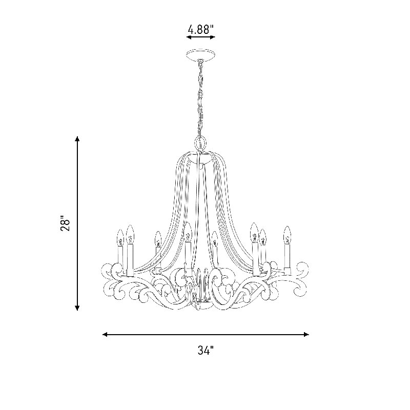 Lustre 5 lumières en laiton noble Lombard, H 24 po x l 27 po x P 27 po, 5 lumières