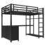 Lit mezzanine en métal Villa avec bureau en L, garde-robe et tablettes-122581910