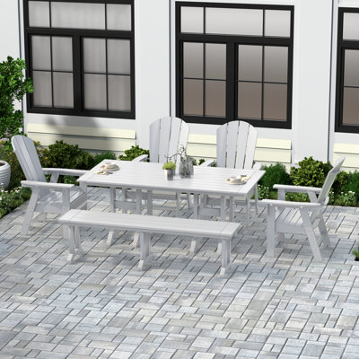 Laguna 6 - Person Patio Dining Set Umbrella Hole Included Rectangular Table