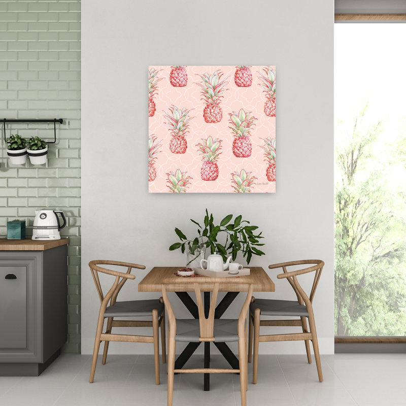 Motif gracieusement rose, art tropical Iiia, H 32 po x l 32 po