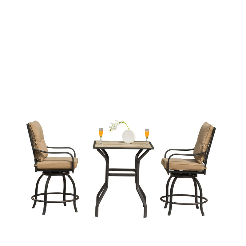 Ensemble de bar d'extérieur avec tabourets pivotants et table de bout 3 pièces Outdoor Living