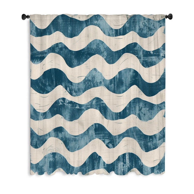 Waves Polyester Blackout Filters Out A Lot Of Light Curtain Single Panel, 53" W x 99" L