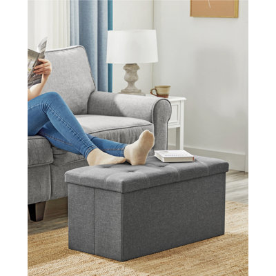 Ryelynn 76 cm W Linen Rectangle Cube Ottoman with Storage