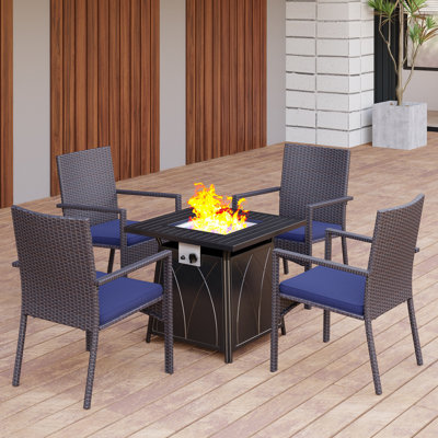 Alyah 4 - Person Patio Dining Set with Square Table , Cushions Included