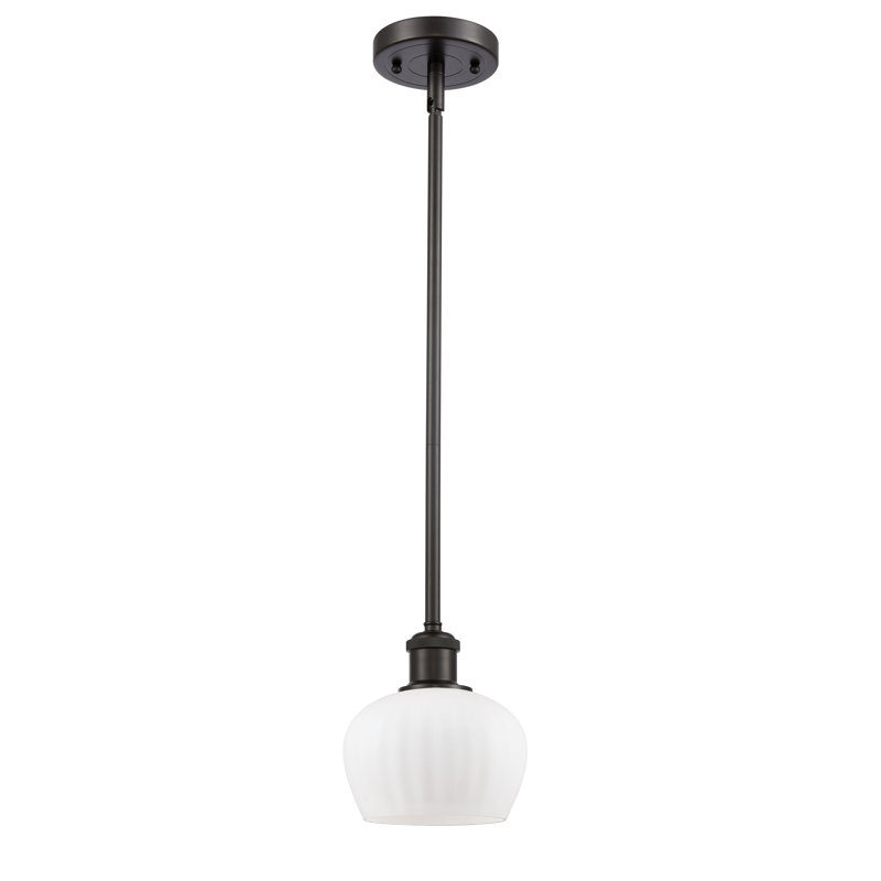 Luminaire suspendu en forme de cloche à 1 lumière Patrina, Bronze huilé, Ampoule non incluse, Blanc mat