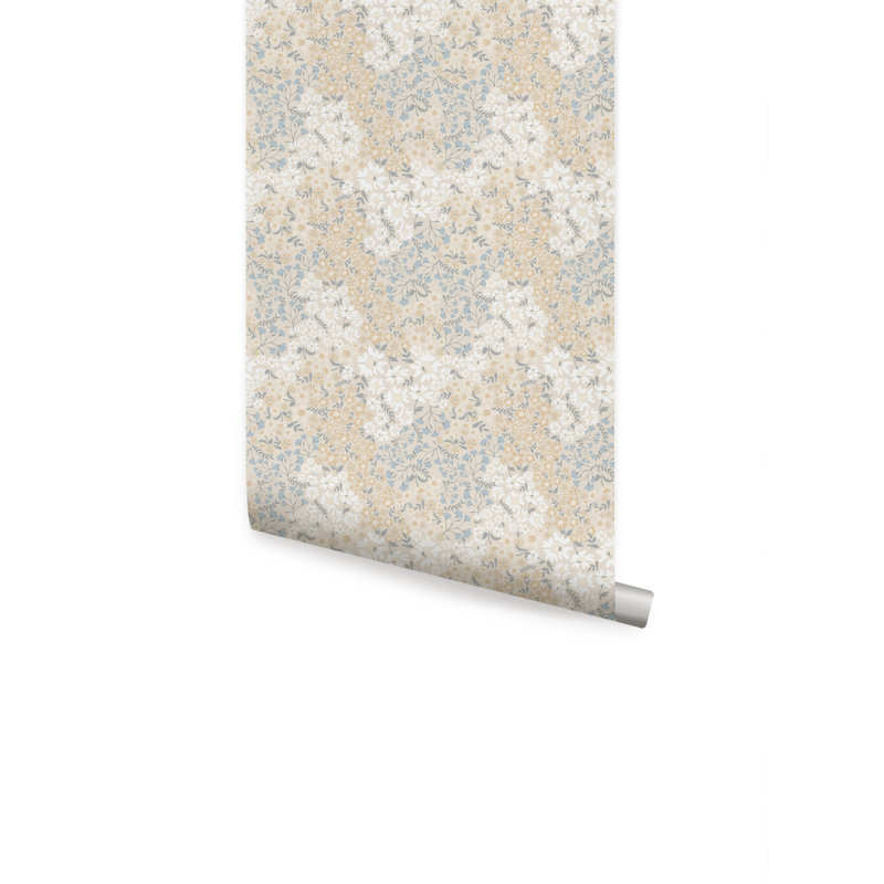 Papier peint adhésif à fleurs Abundance, Beige