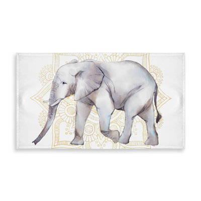 Elephant on Mandalas Tablecloth | Gray Animals Decor