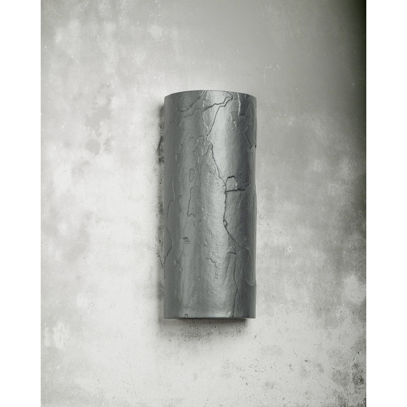 Donnice Flush Mount Ceramic Outdoor Wall Lights, LED Bulb Included, 17" H x 7" W x 4.5" D, Rubbed Pewter