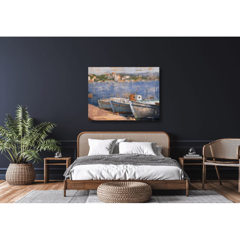 Vintage Boat - Artist Enhanced Canvas Print, White Framed Canvas, 25.5" H x 31.5" W x 1.75" D