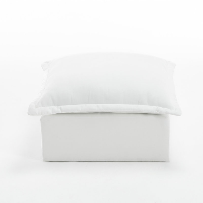 Upholstered Beige Chenille Square Ottoman with Oversized Soft Cushion Top – Fully Compressed, No Assembly Required, White