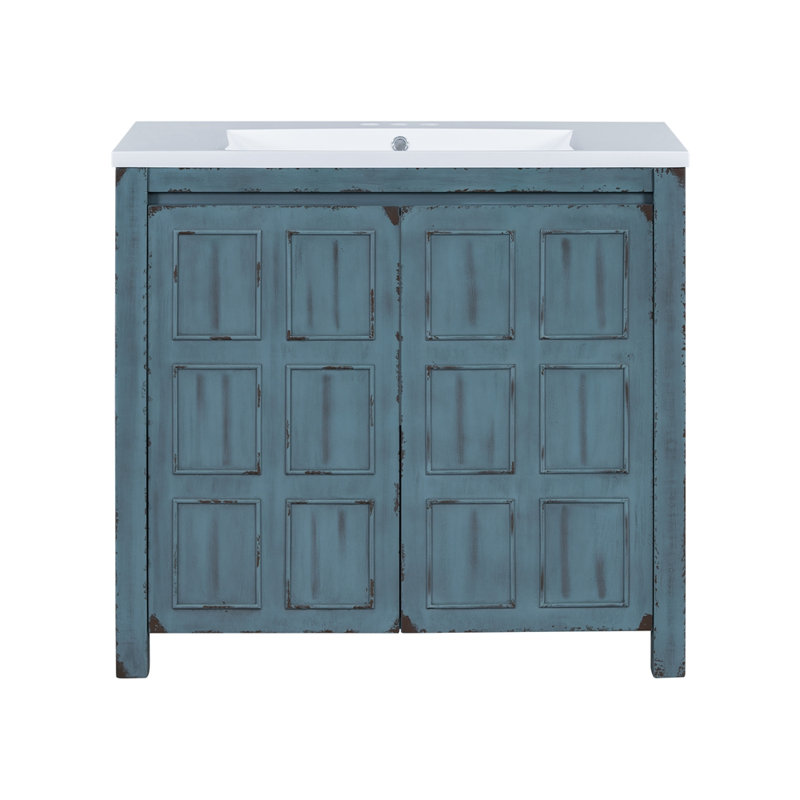 Organisateur de meuble-lavabo 36 po avec lavabo, Bleu rétro
