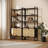 Natural Rattan Cabinet Door  Storage Bookshelf , Dual-Function Open Display Shelf With Closed Cabinet For Living Room,Entryway,Bedroom