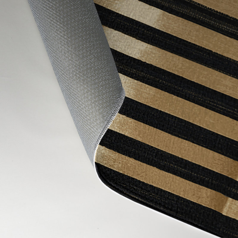 Tapis intérieur / extérieur brun HorizontalStripes, Rectangle 9 pi x 12 pi