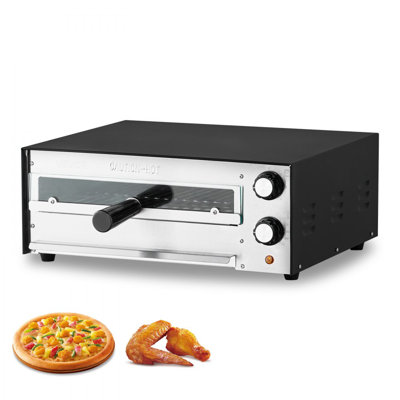 Four à pizza électrique, fours à pizza de comptoir de 12 po, température maximale de 572 ° F, machine à pizza d'intérieur de 1450 W avec contrôle de la minuterie et de la température, cuiseur à pizza avec double tube chauffant, plateau à miettes, pour le dîner et la cuisine à domicile