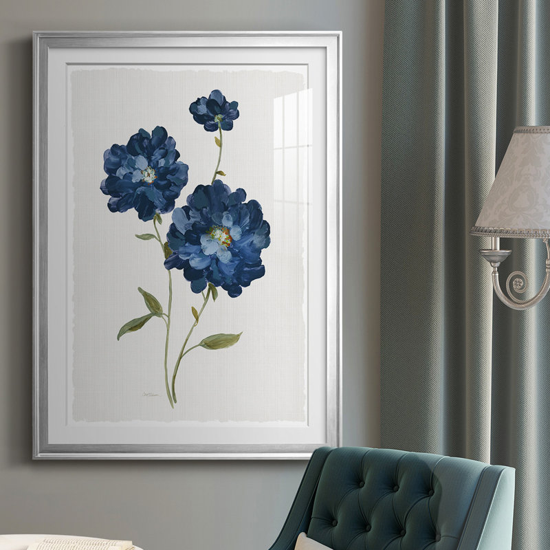 «Blue Mums», reproduction encadrée de qualité supérieure - prête à être accrochée, Cadre argenté