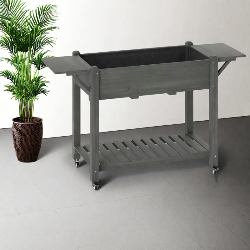 Jardinières en bois multifonctionnelles avec rangement, conception mobile pour une utilisation extérieure moderne