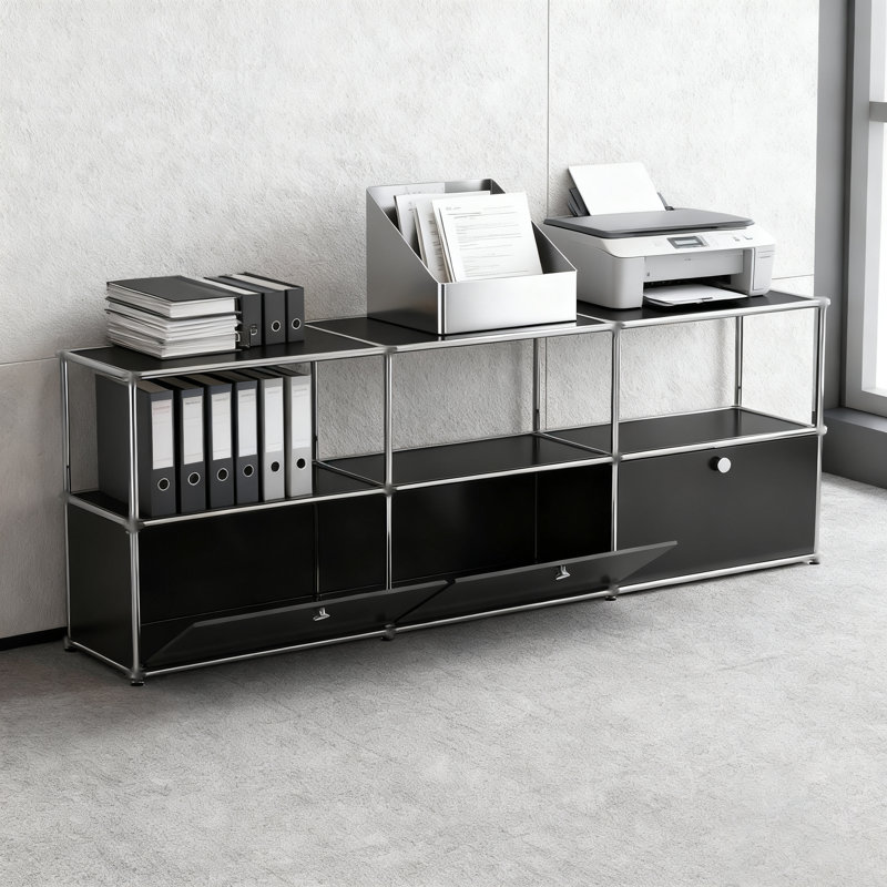 Armoire de rangement modulaire en métal avec tablettes réglables, Noir