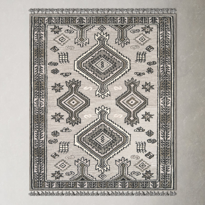 Bronte Hand-Tufted Wool Gray Area Rug, Rectangle 5' x 8'