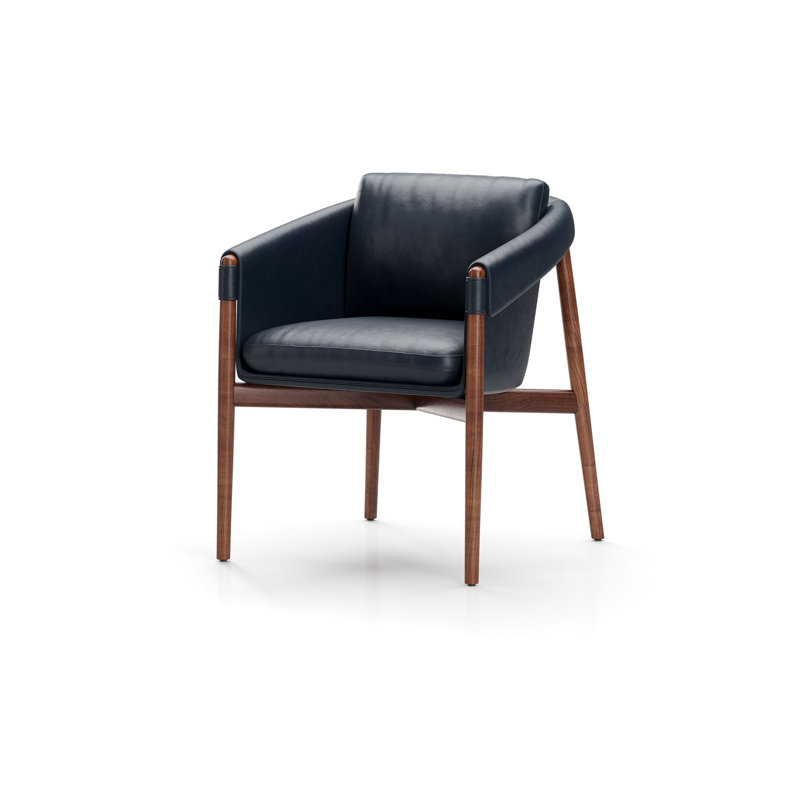 Chaise de salle à manger Frank, Noyer naturel, Baltique cristal 3814