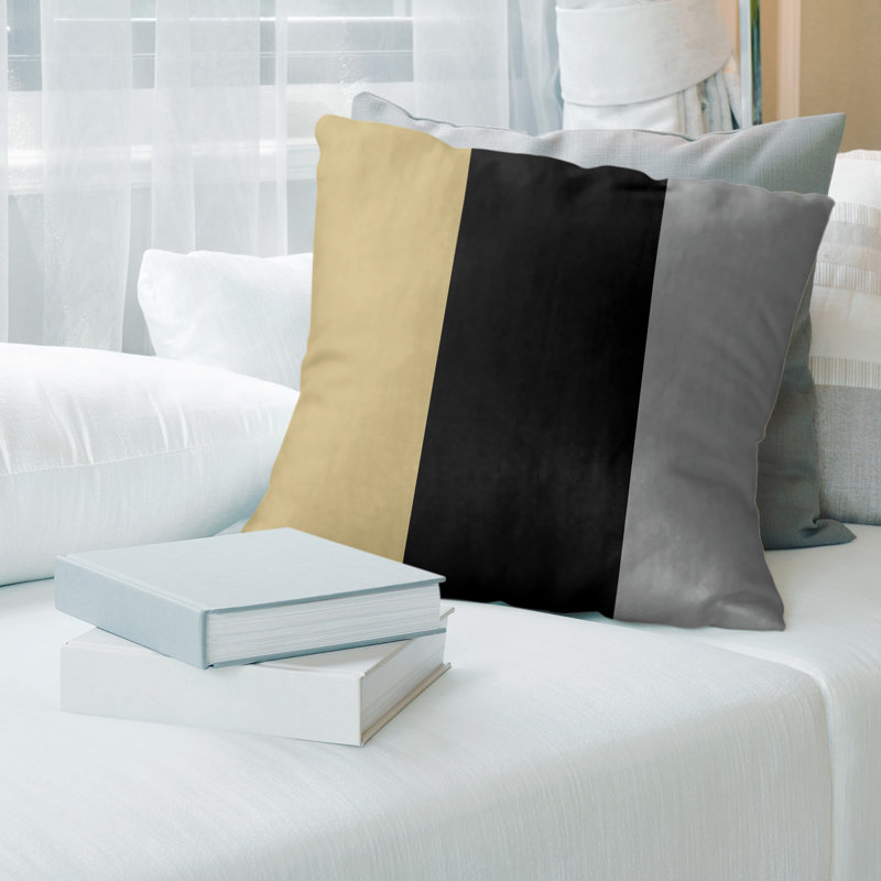 Coussin en suède Colorado, 26 po x 26 po, Or / noir / gris