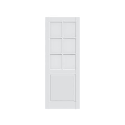 24" X 80"6-Lite Preassembled Clear Glass French Door, Paintable Panel, for Closet Pantry Bedroom Livingroom Study Office,kitchen, Barn Doors-Shaker w/o Hardware,White