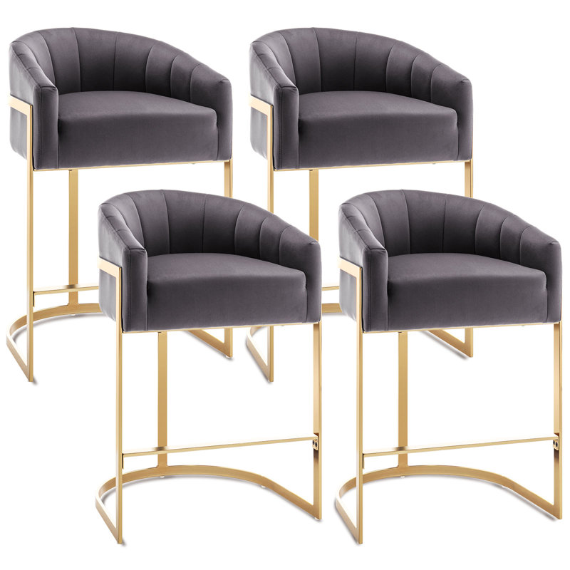 Upholstered 27'' Counter Stool with Metal Frame (Set Of 4)
