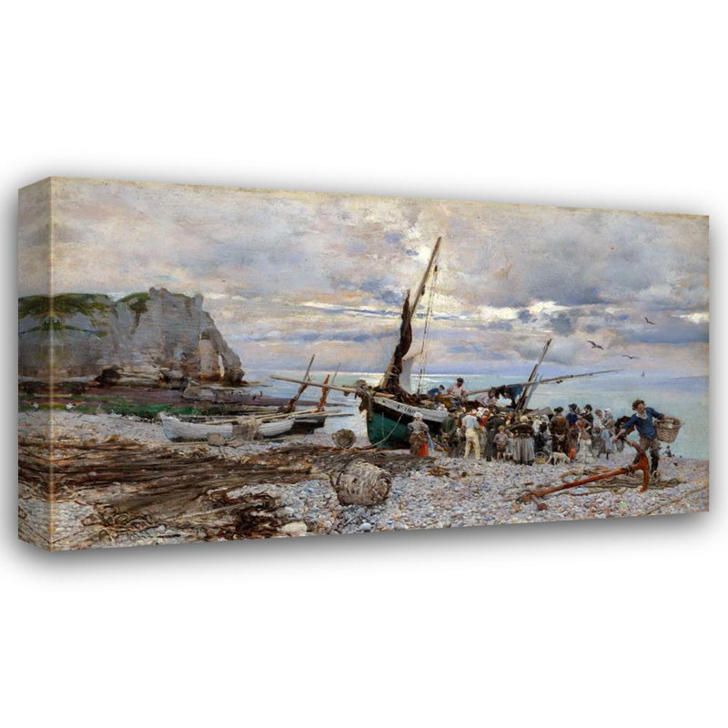 "Return of the Fishing Boats, Étretat" by  Giovanni Boldini - Gallery Wrap Canvas Wall Art, 40" H x 28" W