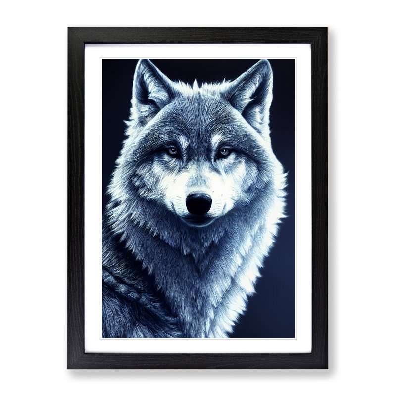 Beauty of the Wolf - Wall Art, Black Framed, 36cm H x 27cm W x 2cm D, White