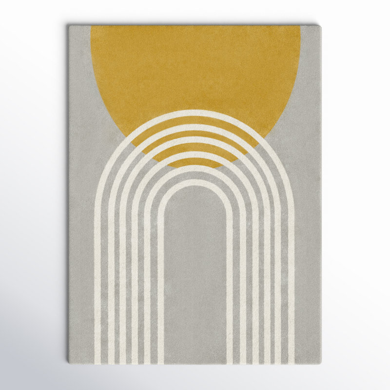 Tapis gris / jaune Bevers, Rectangle 7 pi 10 po x 10 pi