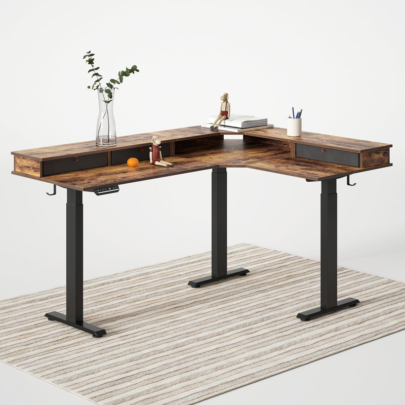 Bureau debout à triple hauteur réglable, Brun rustique / noir