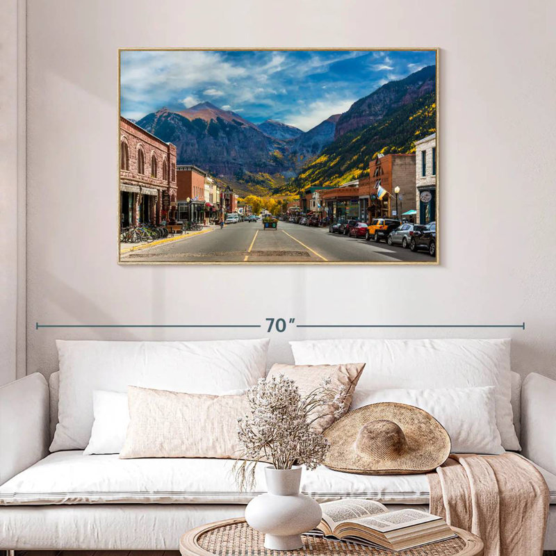 Petite ville de Telluride, Cadre flottant en bois naturel, 46 po x 31 po