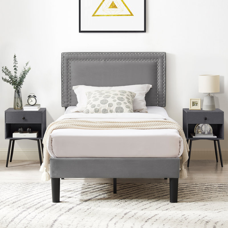 Maybee Steel Piece Bedroom Set, Gray, Twin