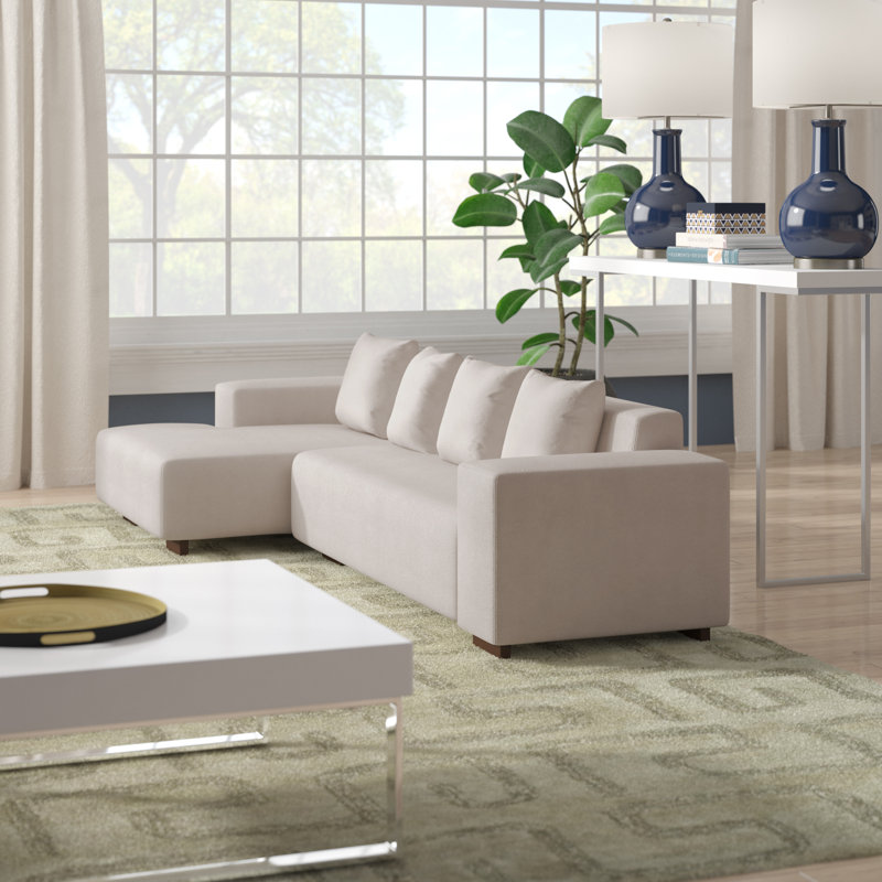 Canapé et méridienne l 112,6 po Westford, Beige, Orienté à gauche (vu de face)