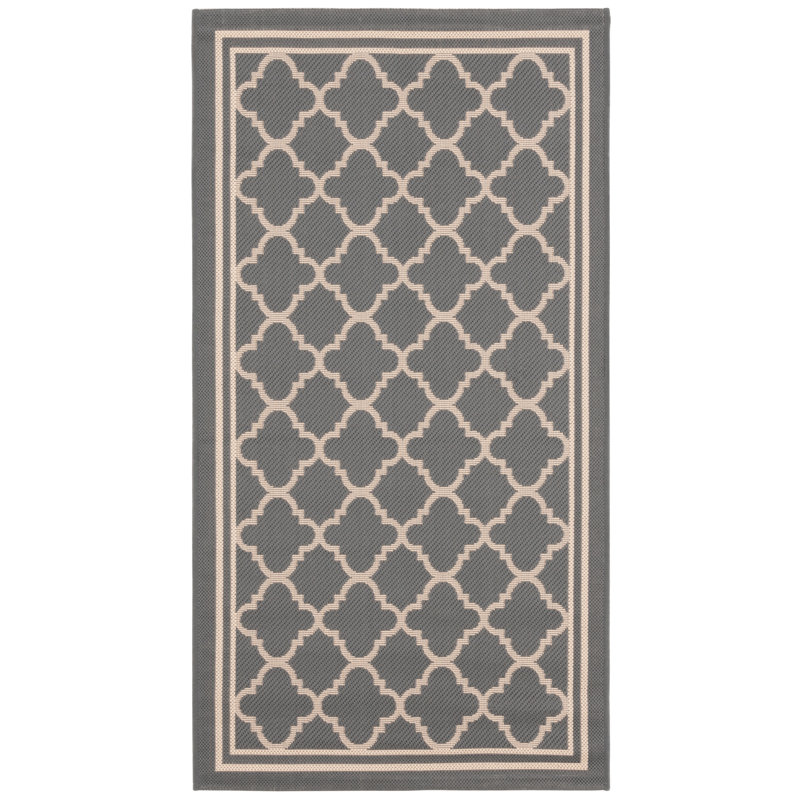 Herefordshire Trellis Power Loom Grey Indoor/Outdoor Rug, Rectangle 79 x 152 cm