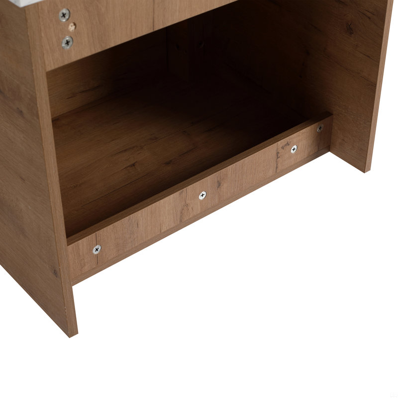 Meuble-lavabo mural 48 po avec lavabo d'art en céramique et 2 tablettes de rangement, porte à fermeture en douceur
